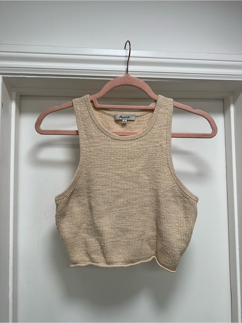 Madewell Creamy Beige Knit Cropped Tank Top